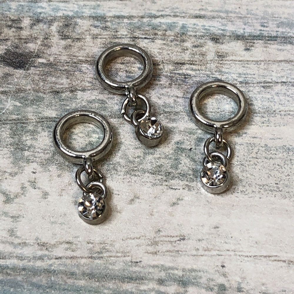 3 Pcs CZ Charm Crystal Spacer Beads Fit Necklace Bracelet Lot‎ dangle